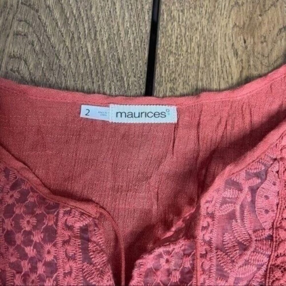 Maurices Burnt Orange Long Sleeve Top w/ Lace - Picture 4 of 9